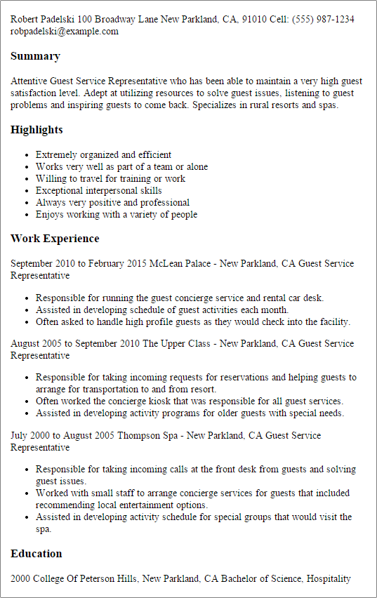 1 guest service representative resume templates try them now