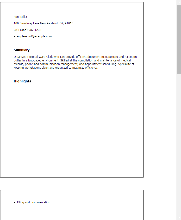professional hospital ward clerk templates to showcase your talent ward clerk resume