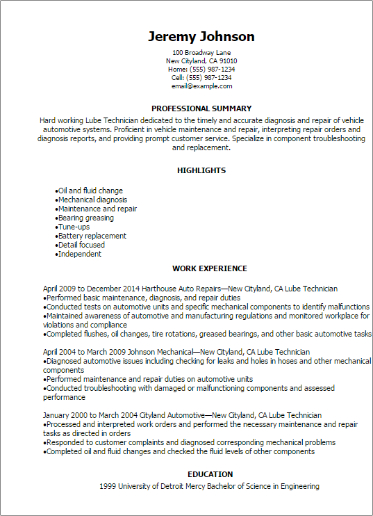 lube technician resumes under fontanacountryinn com manufacturing technician resumes