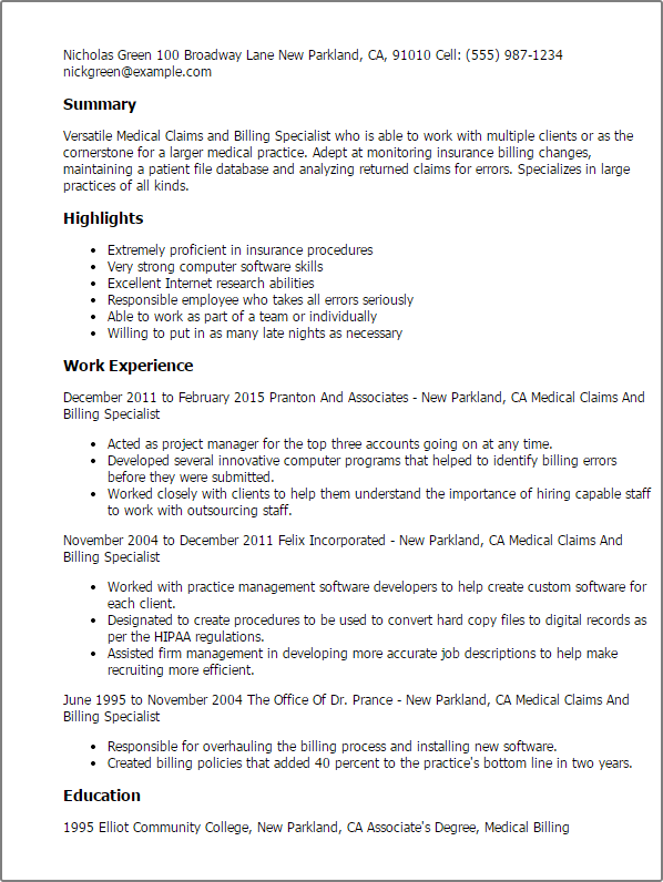 Medical Billing Cover Letter With Experience Large Display Most Popular