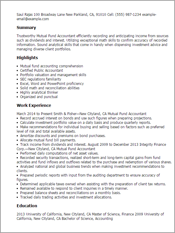 1 mutual fund accountant resume templates try them now accounting resumes templates