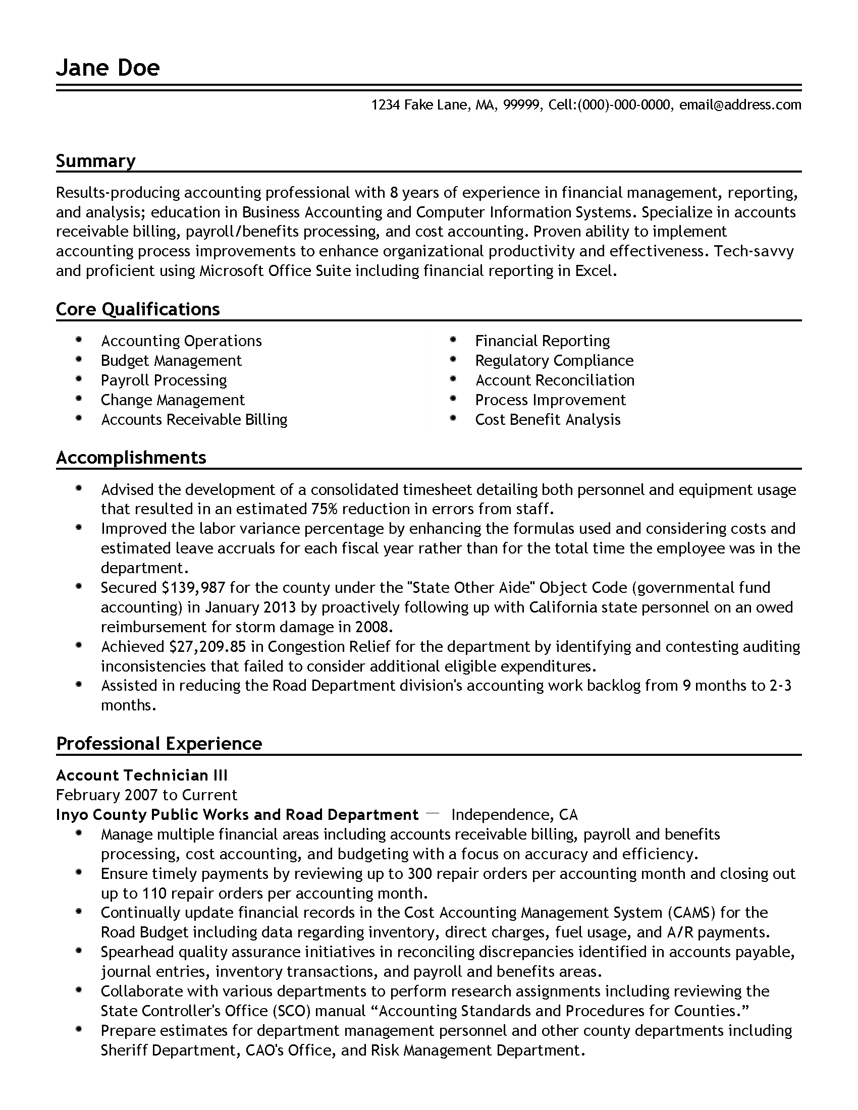 professional account technician templates to showcase your talent