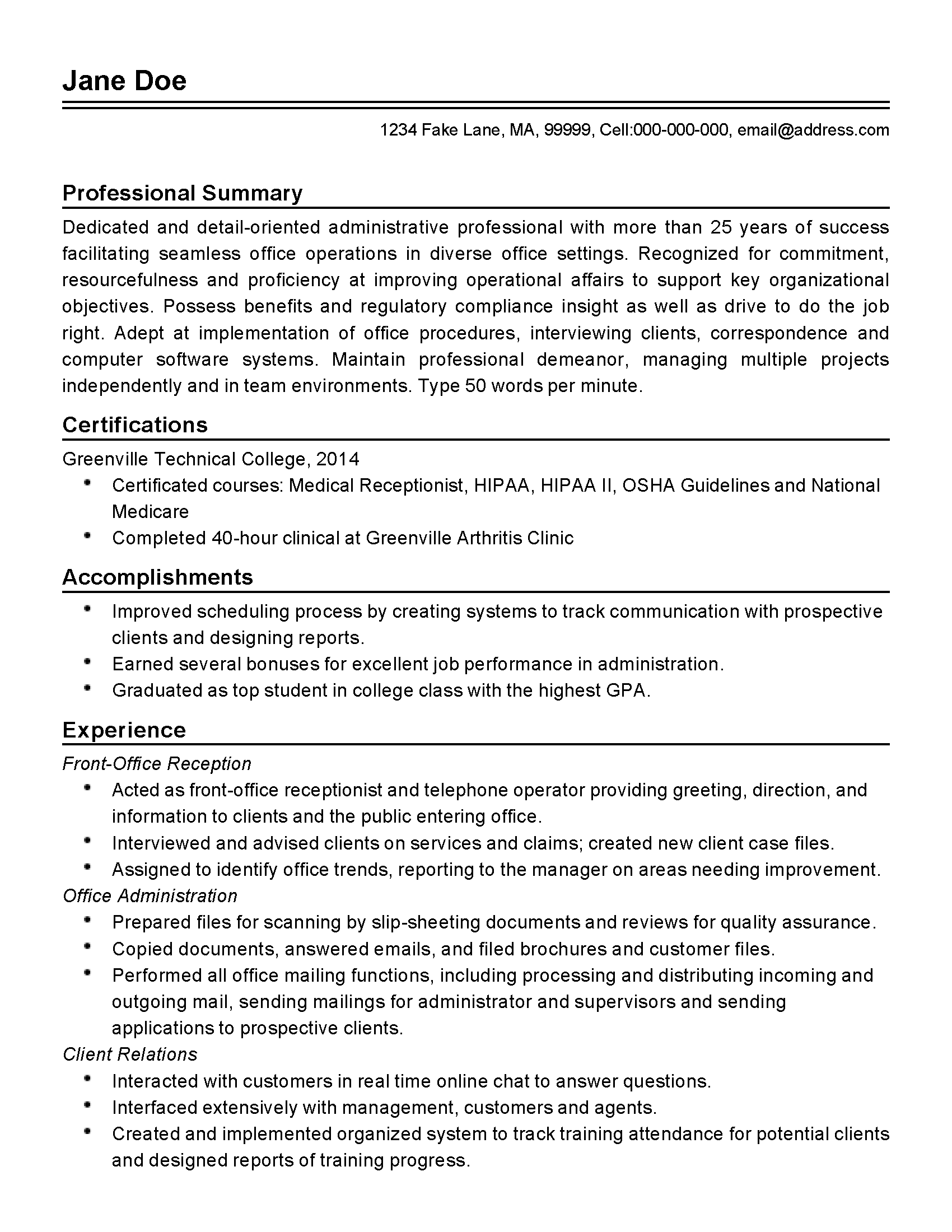 resume templates facilities administrator