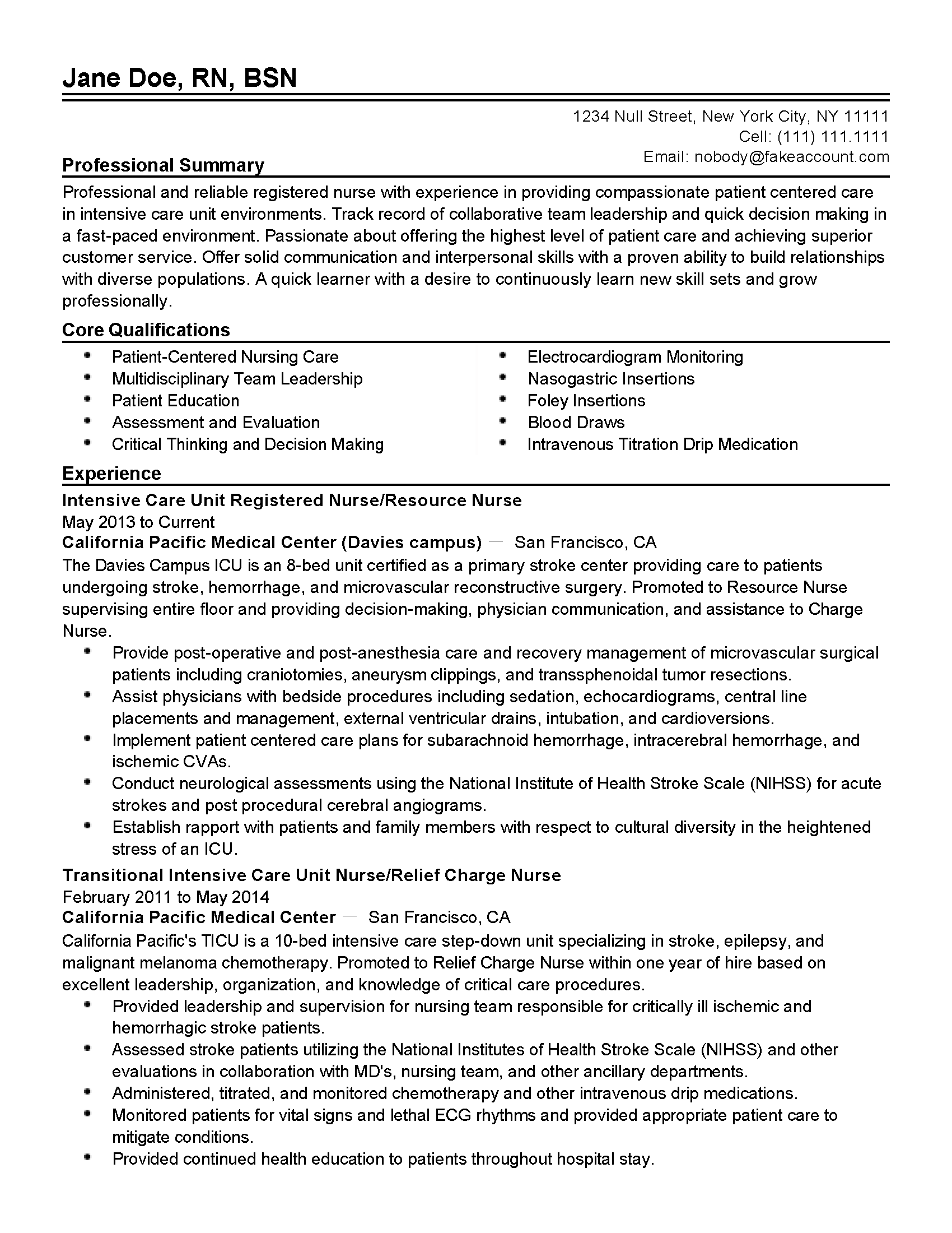 icu nurse personal statement example