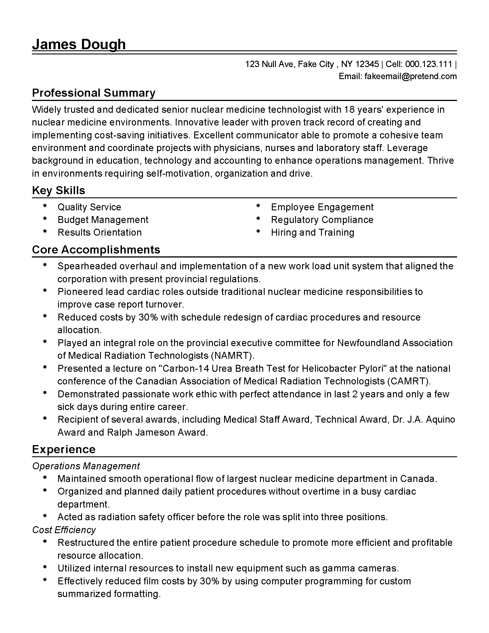 Professional Nuclear Medicine Technologist Templates To Showcase Your Talent Myperfectresume