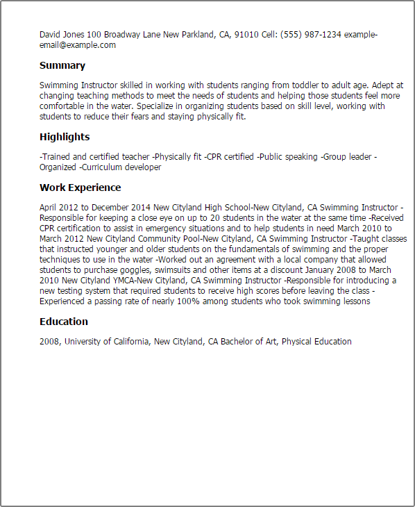 professional spinning instructor templates to showcase your talent instructor resume