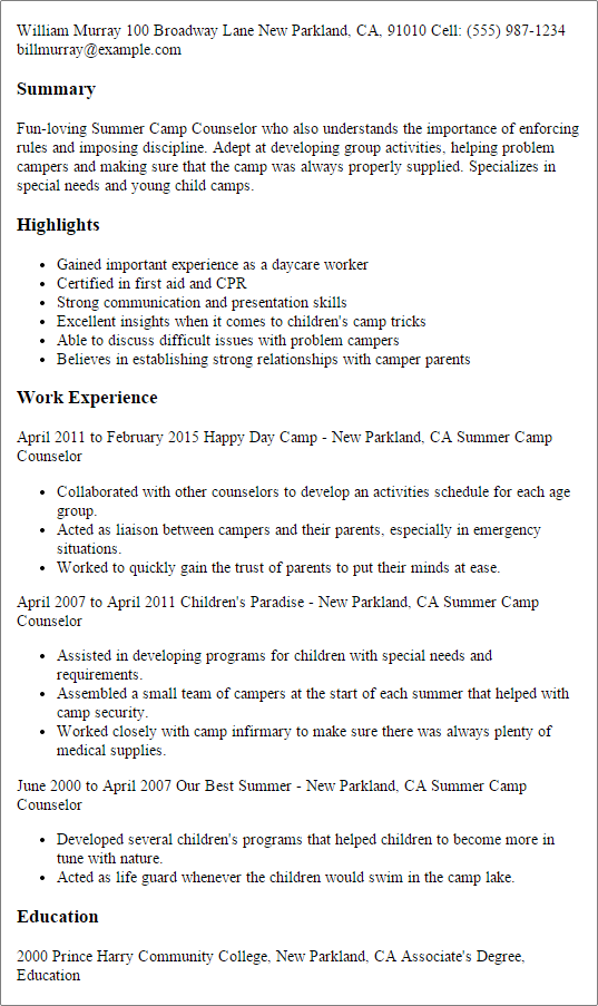 Summer Camp Schedules Template from www.myperfectresume.com