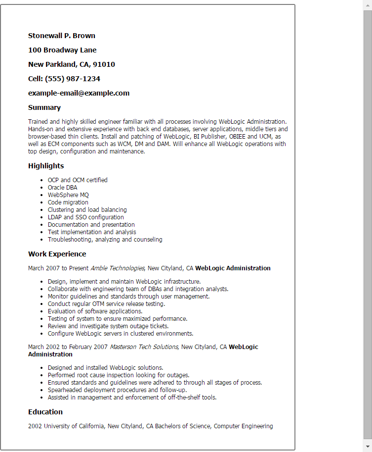 professional weblogic administration templates to showcase your